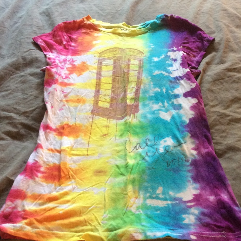 Rainbow tie-dye phone booth tee