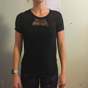 H&M black lace neck top