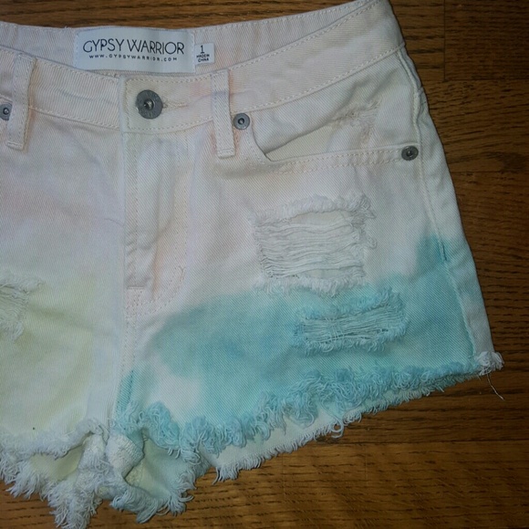 Gypsy Warrior tye dye ripped festival shorts 1 - Picture 2 of 4
