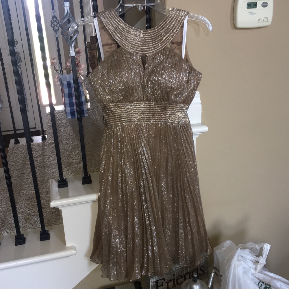 Gold/Tan/nude cocktail dress- Sherri Hill
