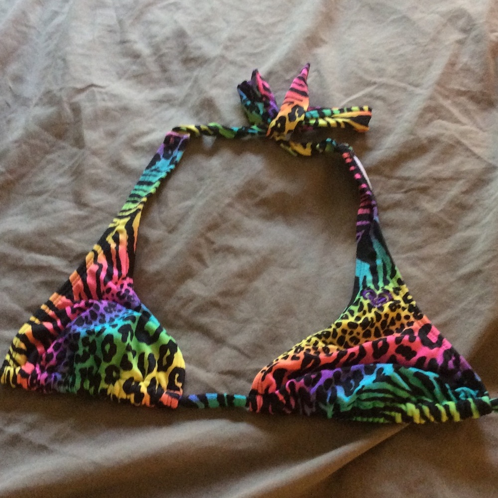 Colorful animal print bikini top