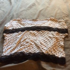 Cute polka dot top with lace cut out