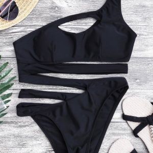 Bandage Asymmetric One Piece Monokini Swimsuit