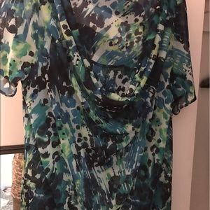 Size 2x shirt has scooped neck . Cute shirt