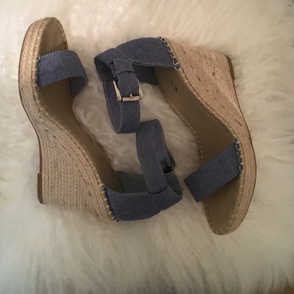 Beachy straw and chambray espadrilles size 8