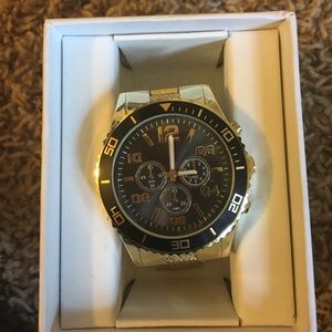 Gold and black watch