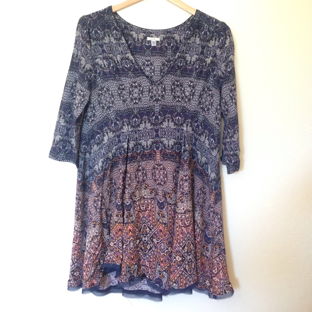 Printed Swing Dress w/Maddress print. Size 8