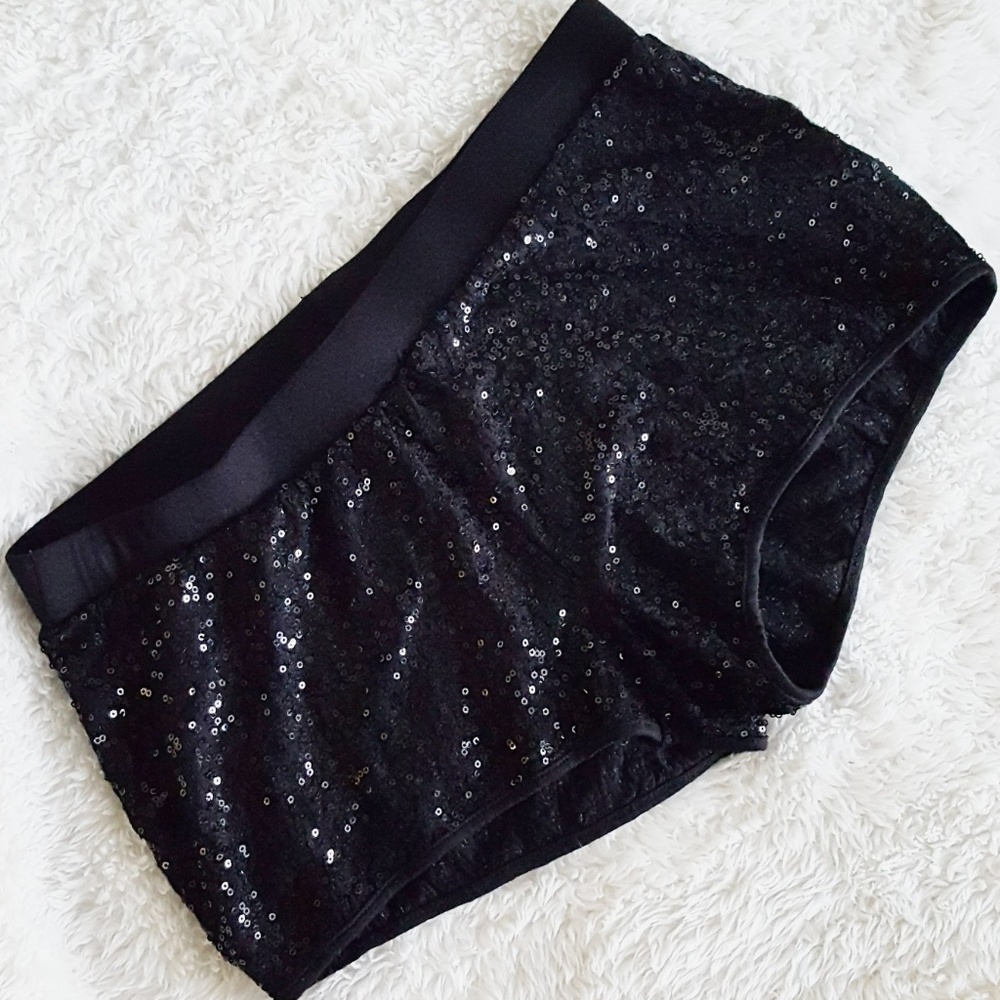 Black sequin shorts