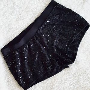 Black sequin shorts