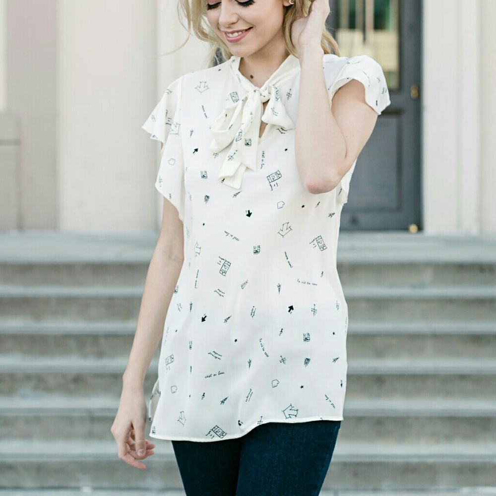 💐 Eleanor Tied Top Ivory L