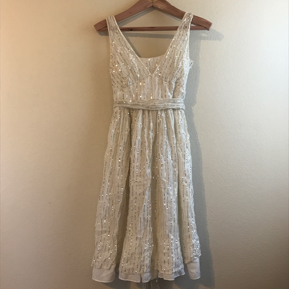 Calvin Klein White Sequined Party Dress