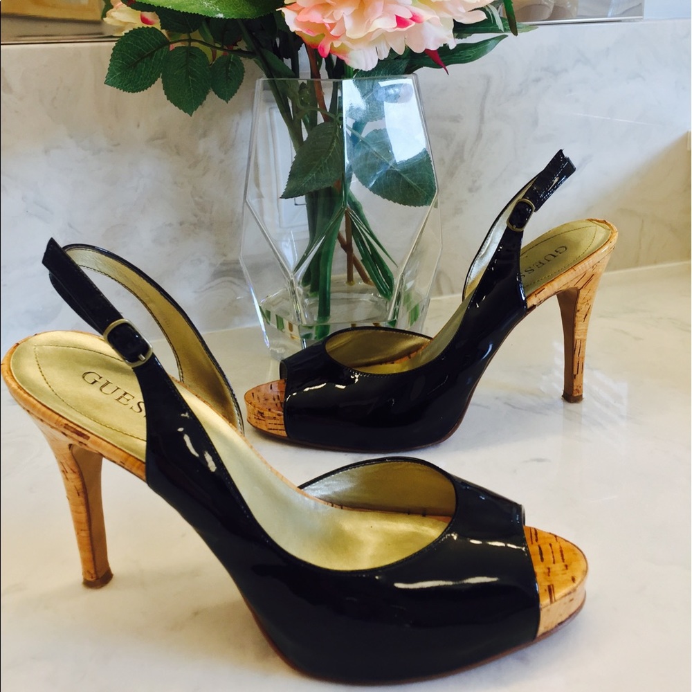 Guess Cork and Faux Leather Heel