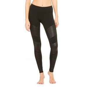 ALO Yoga Moto Leggings - Black/Black Glossy