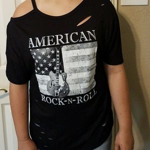 Junior's 1XL, 2XL or 3X Rock and Roll Lace up Top