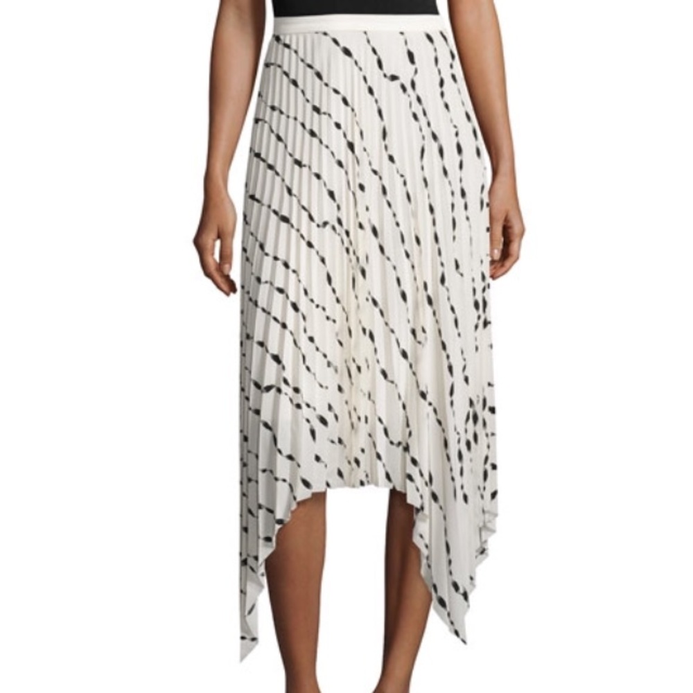 Helmut Lang pleated printed silk midi skirt
