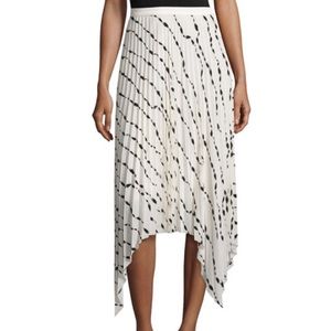 Helmut Lang pleated printed silk midi skirt