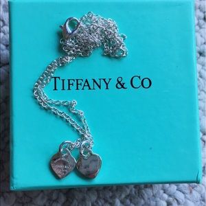 Tiffany mini double heart tag necklace