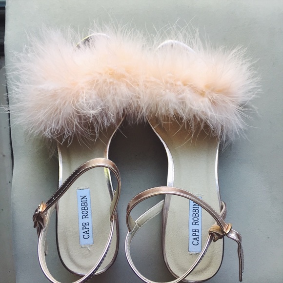 feather block heel sandals