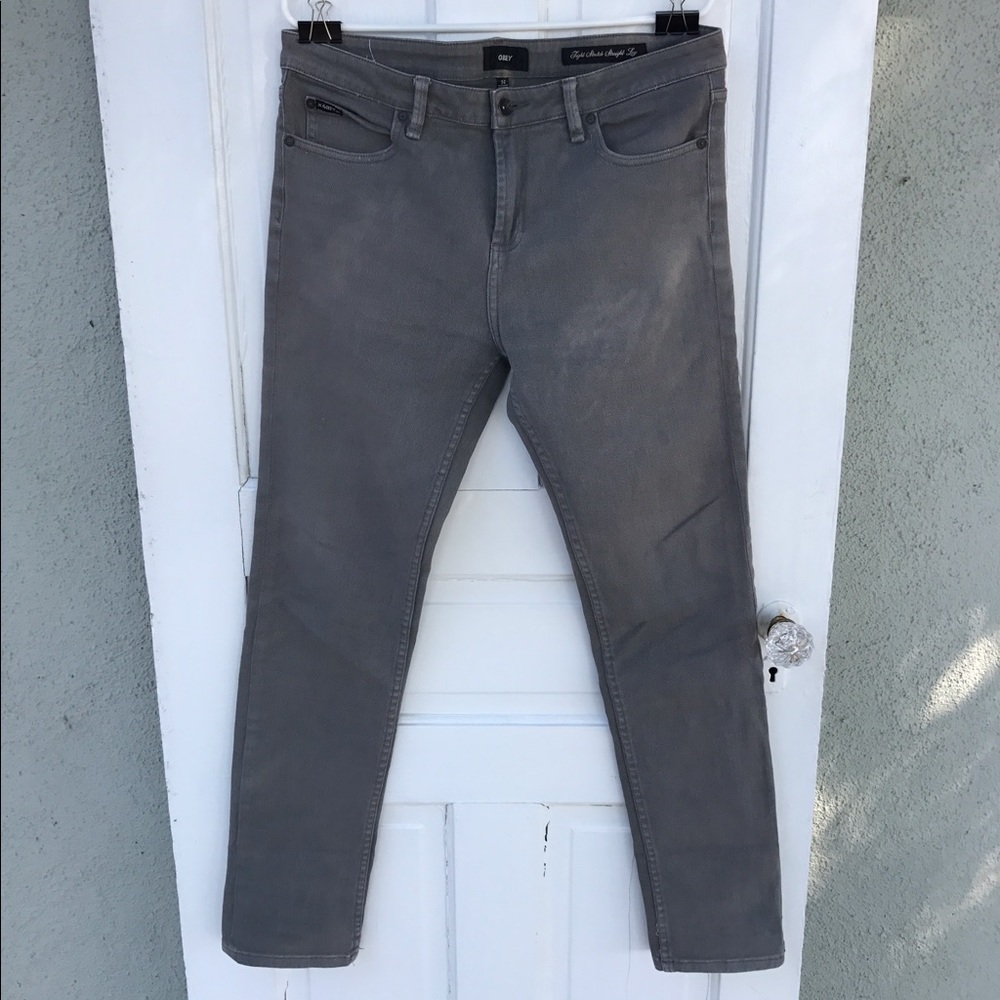 Obey Gray Tight Stretch Straight Leg Jeans
