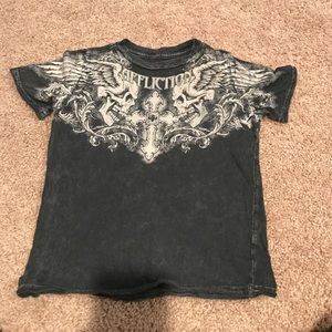 Affliction skull chest plate tee