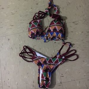 Burgundy strappy bathing suit Bikini