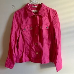 Bold Pink Button Up Denim Jacket