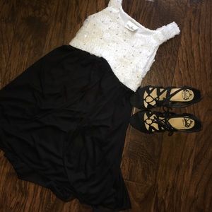 Black, White with silver sequence Dress