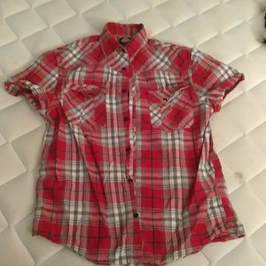 Dickies short sleeve red plaid shirt