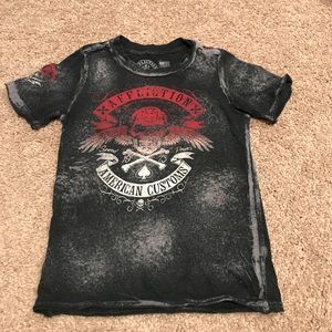 Affliction iron cross skull tee