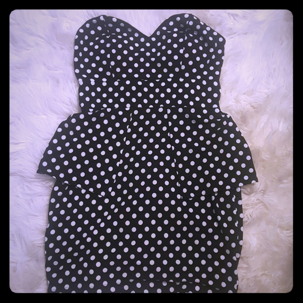Polka Dot Strapless Dress