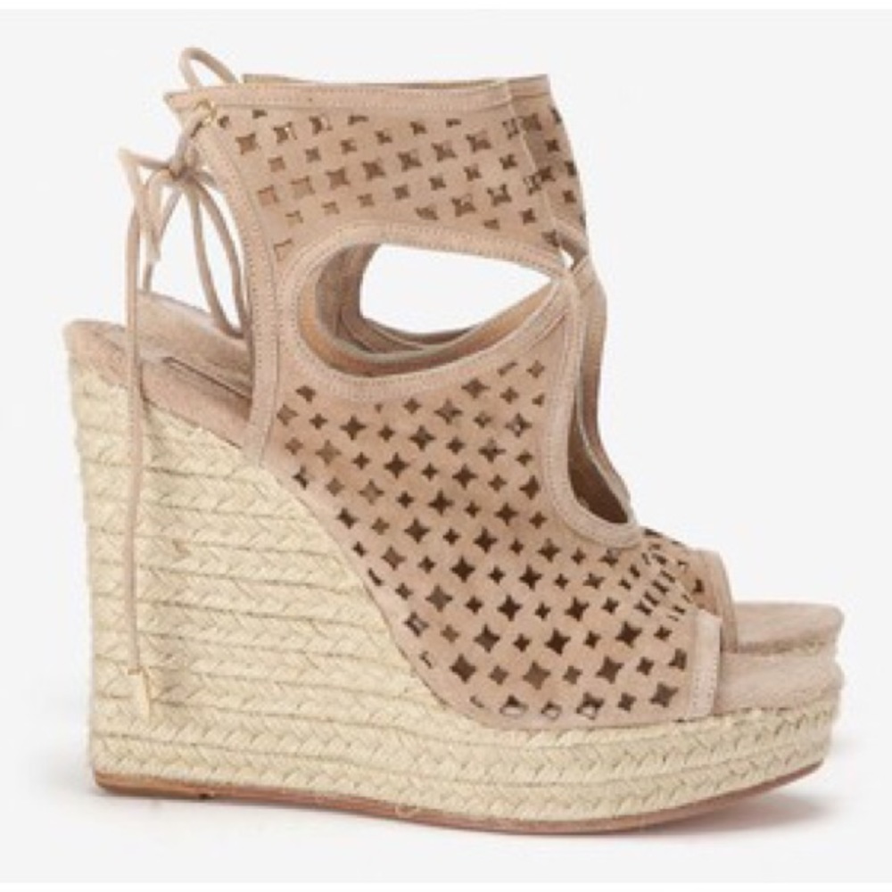 Aquazzura suede lasercut wedges