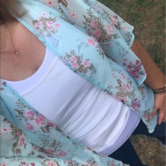 New Boho Vibes Floral Chiffon Kimono Jacket Shaw - Picture 5 of 7