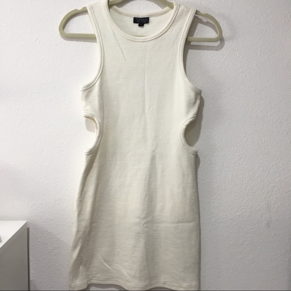 TOPSHOP Side Cutout Ribbed Bodycon Tank Dress