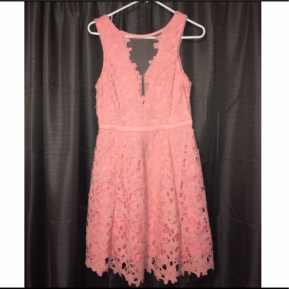 Pink V neck dress
