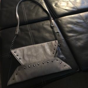 Metallic Silver Shoulder Handbag