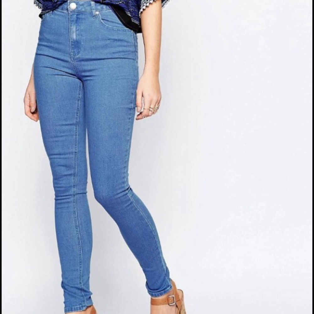 Boohoo high waisted blue skinny jeans