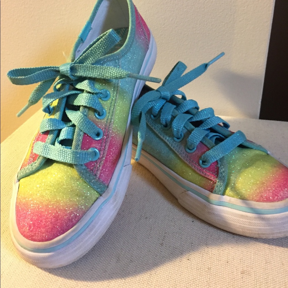 Keds Girls Double Up Sneakers Rainbow Glitter