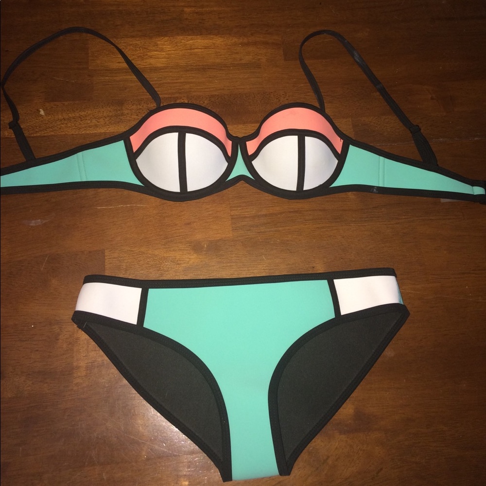 Small Blue and Teal Triangl Bikini