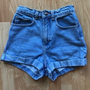 American Apparel high waist jean cuff denim shorts