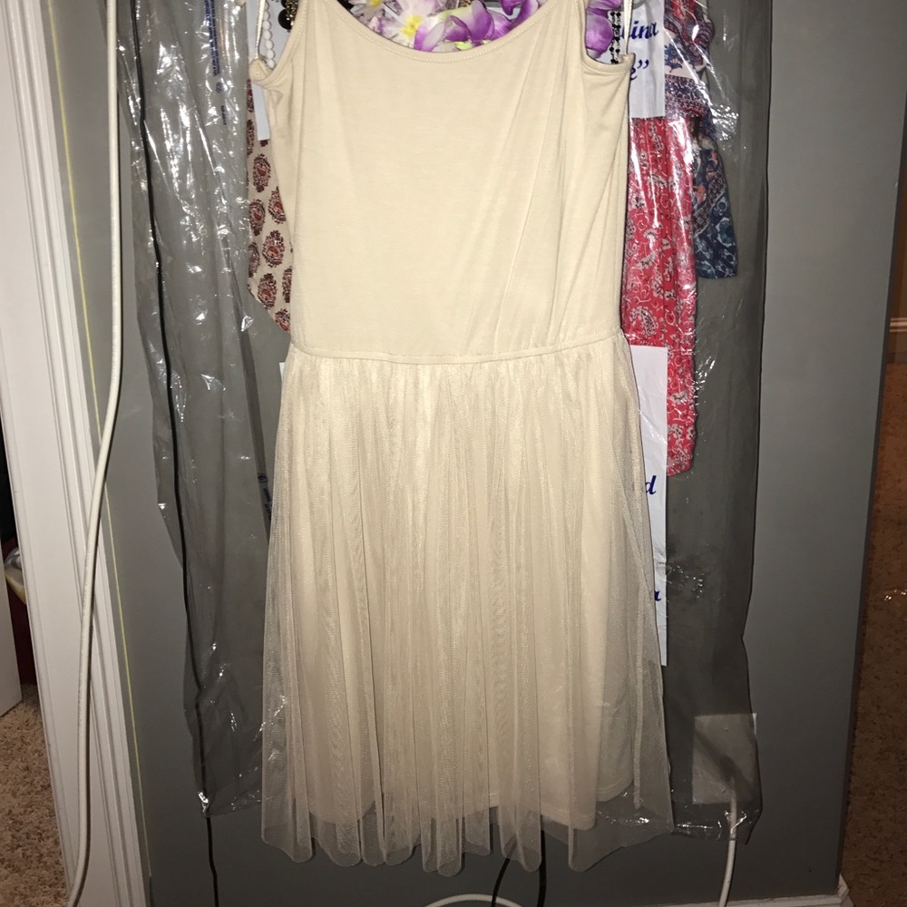 Beige Slip Dress with Tutu