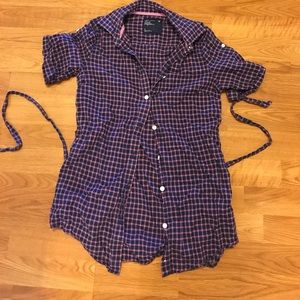 Plaid shirt with belt