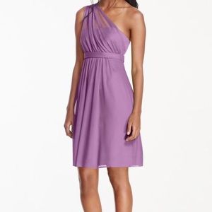 One Shoulder Short Dress with Illusion Neck