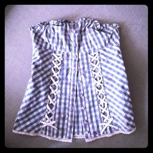 Guess corset button up strapless top