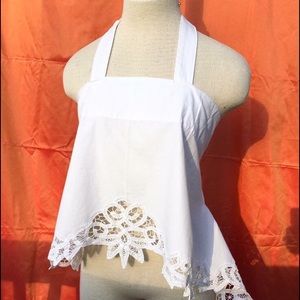 White Lace Edge Halter Top