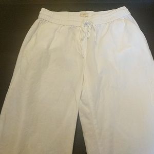 White Cropped Linen/Cotton J. Crew Pants