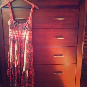 Free People red dress floral design
