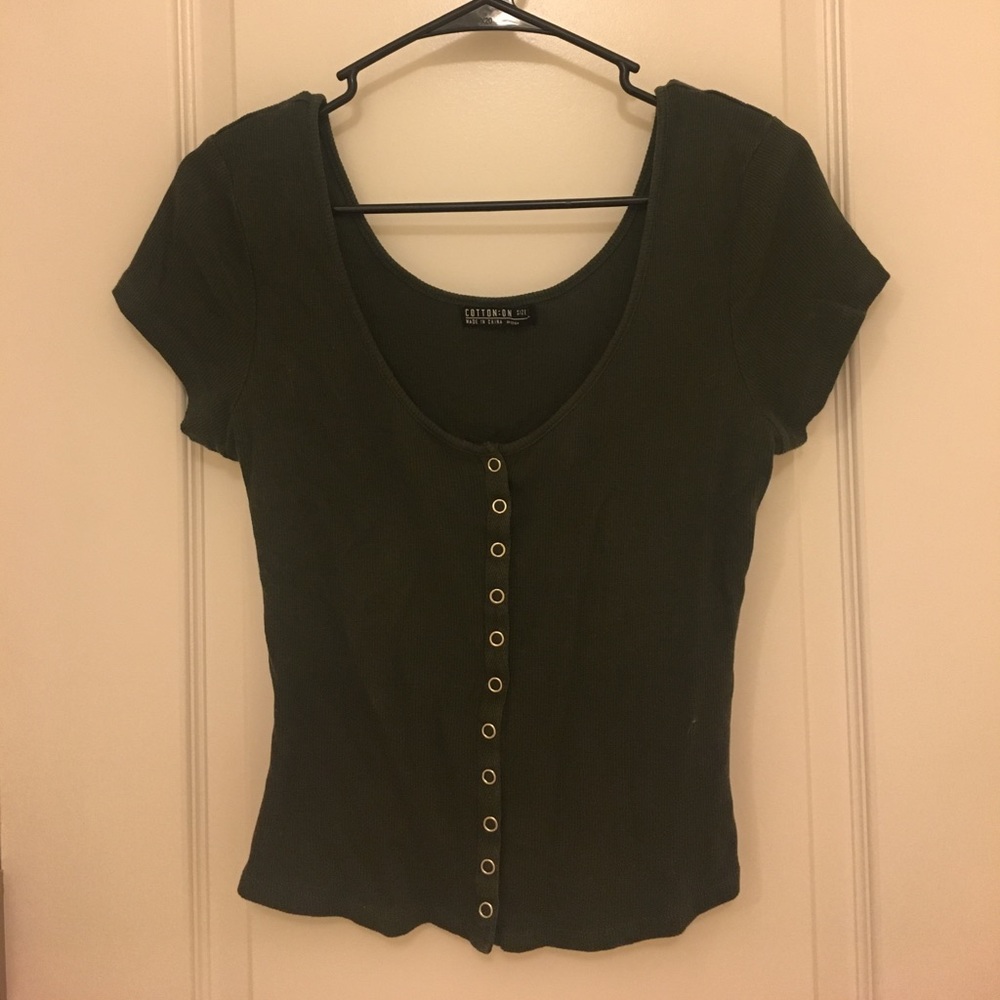 Olive Green Button Up Tee