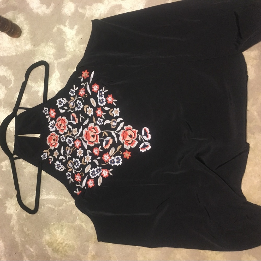 A&F Embroidered Cold Shoulder Top