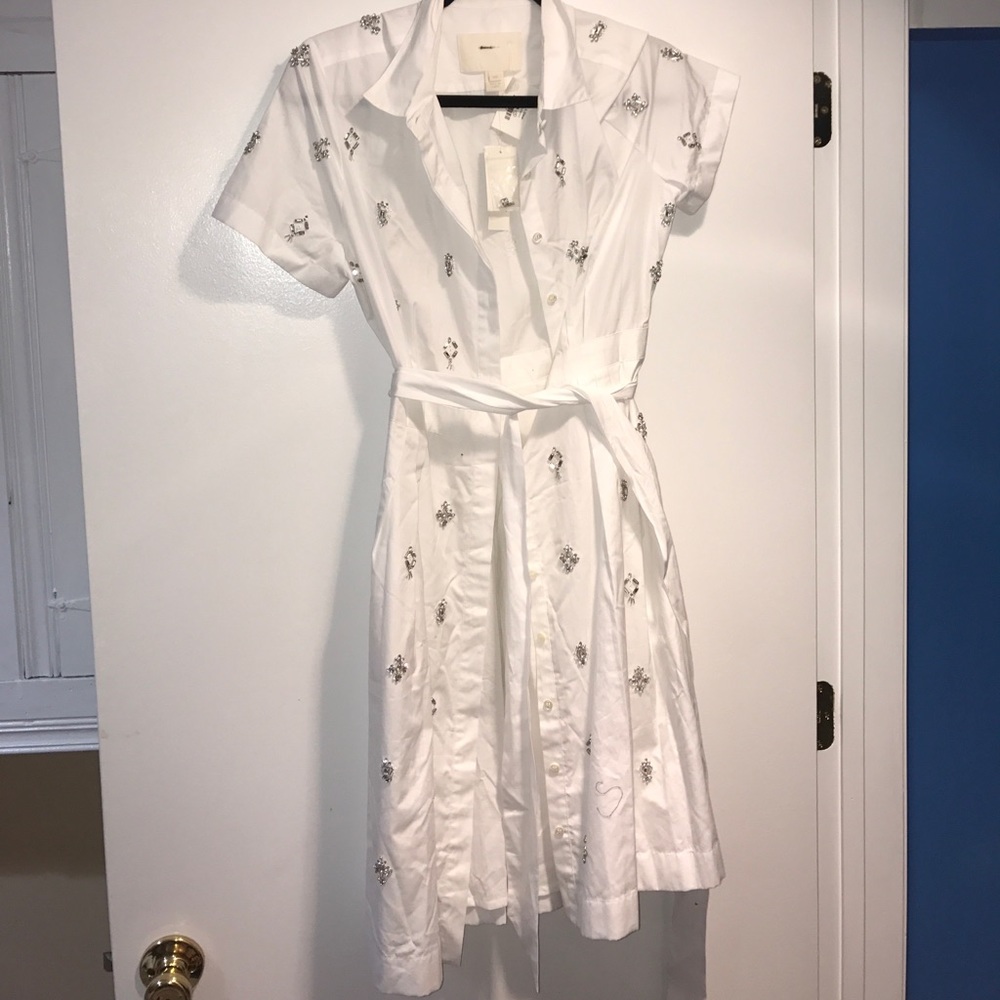 NWT j. Crew button up embellished dress