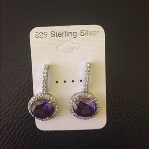 Sterling Silver Amethyst color earrings.